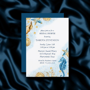 Coastal Chic   Modern Coral Reef Bridal Shower Invitation