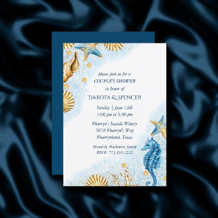 Coastal Chic   Modern Coral Reef Couple Shower Invitation