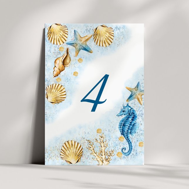 Coastal Chic | Modern Coral Reef Party Table Number (Creator Uploaded)