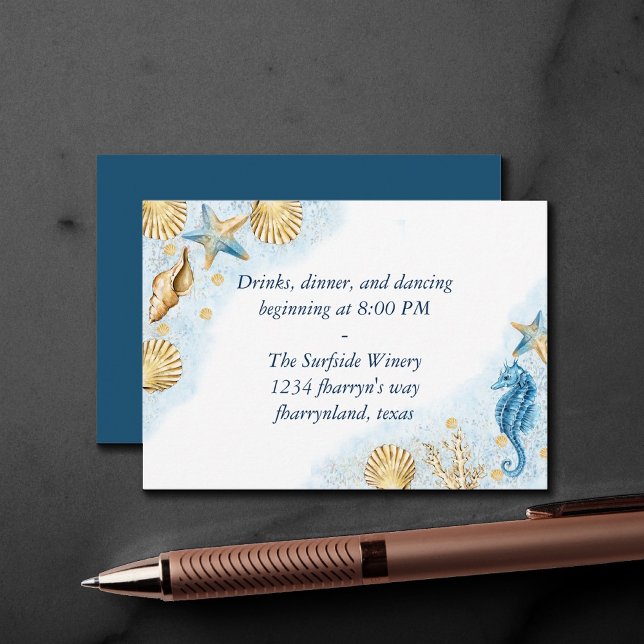 Coastal Chic | Modern Coral Reef Reception Details Enclosure Card (Creator Uploaded)