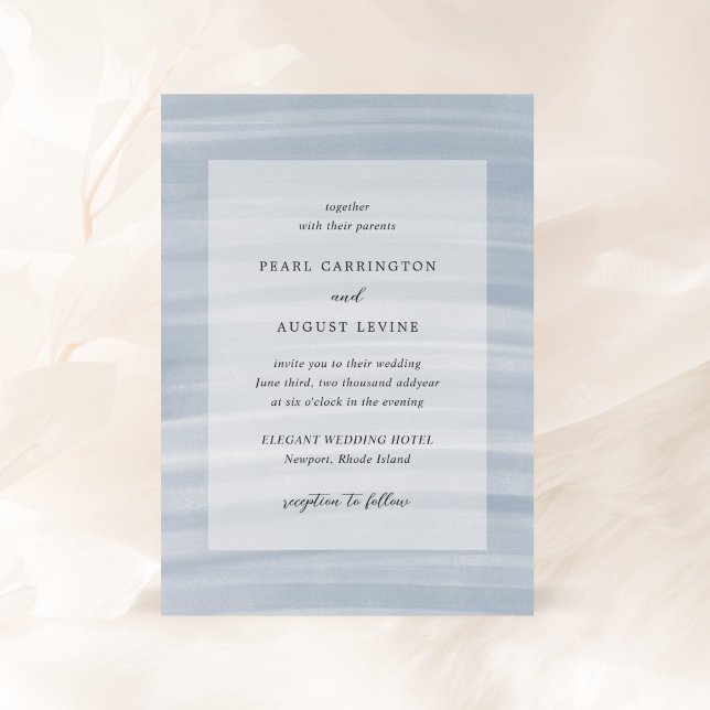 Coastal Chic Muted Blue Elegant Wedding Invitation (Creator Uploaded)