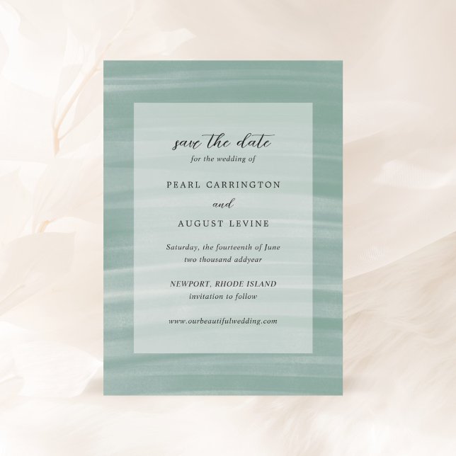 Coastal Chic Muted Green Elegant Wedding Save The Date (Creator Uploaded)