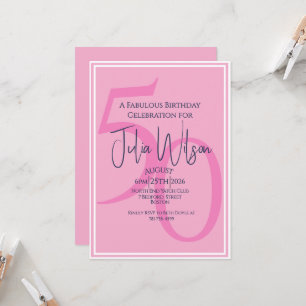 Coastal Chic Pink 50th Birthday Party Suite Invitation