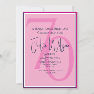  Coastal Chic Pink 70th Birthday  Invitation
