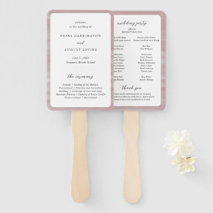 Coastal Chic Pink Elegant Wedding Program Hand Fan