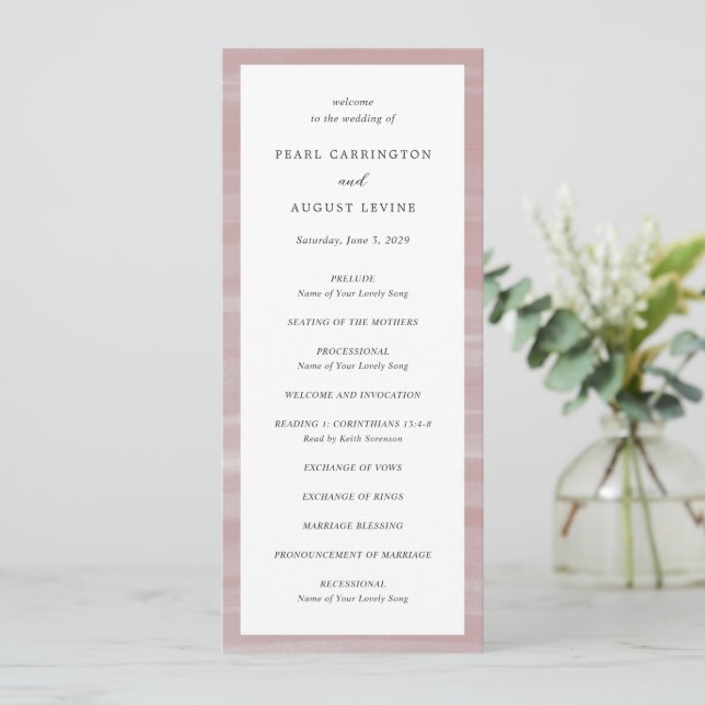 Coastal Chic Pink Elegant Wedding Programme (Standing Front)