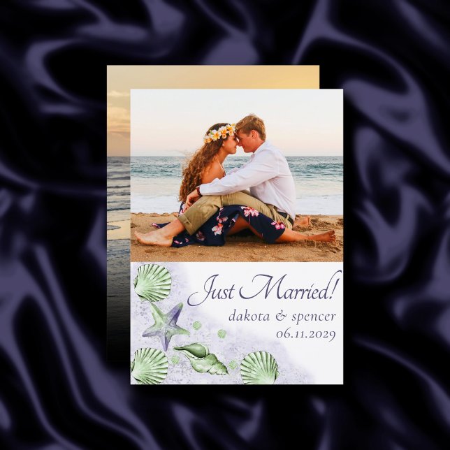 Coastal Chic | Purple and Green Nautical Photo Announcement (Creator Uploaded)