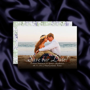 Coastal Chic Purple and Green Nautical Photo Save The Date