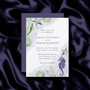 Coastal Chic   Purple and Green Nautical Wedding Invitation