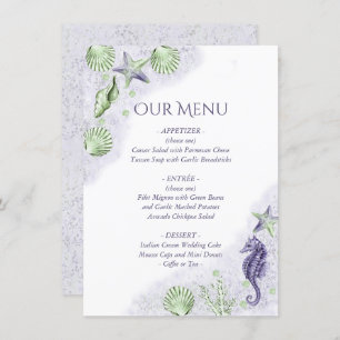 Coastal Chic Purple and Green Nautical Wedding Menu