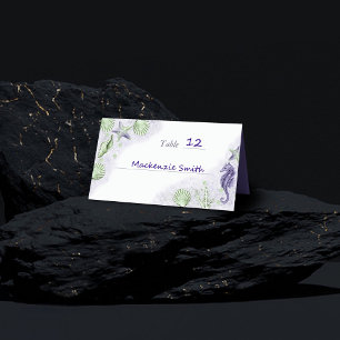 Coastal Chic   Purple and Green Nautical Wedding Place Card
