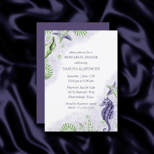 Coastal Chic Purple and Green Rehearsal Dinner Invitation