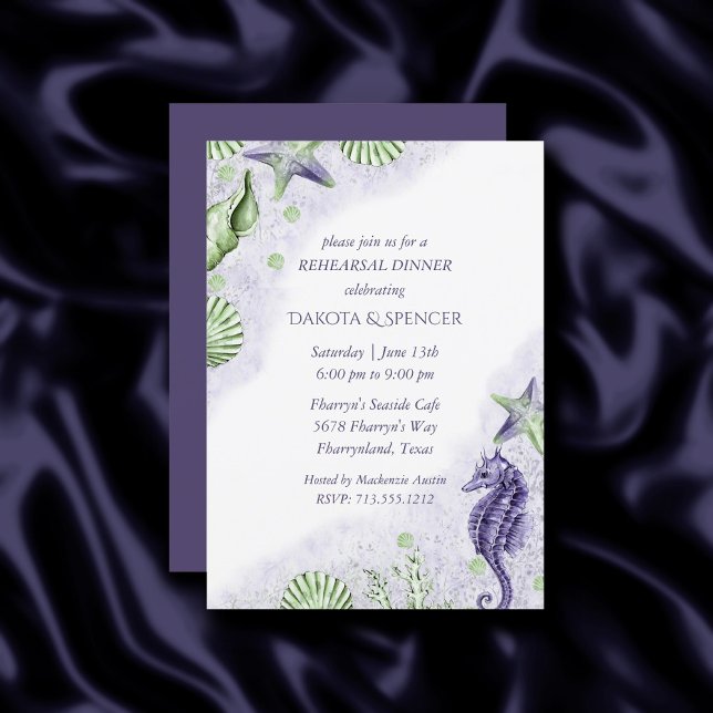 Coastal Chic | Purple and Green Rehearsal Dinner Invitation (Creator Uploaded)