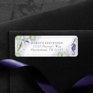 Coastal Chic   Purple and Green Sea Return Address
