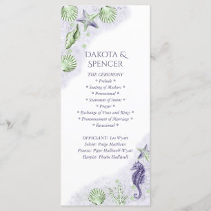 Coastal Chic   Purple and Green Wedding Ceremony Programme
