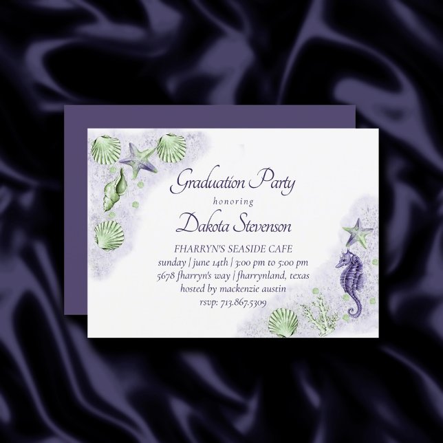 Coastal Chic | Purple and Lime Green Graduation Invitation (Creator Uploaded)