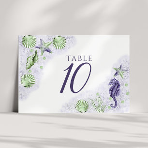 Coastal Chic Purple and Lime Green Party Table Number