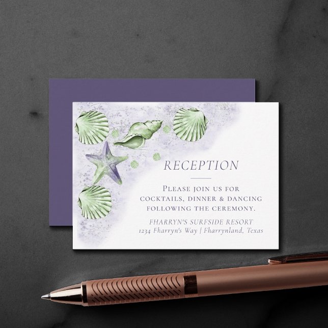 Coastal Chic | Purple and Lime Green Reception Enclosure Card (Creator Uploaded)