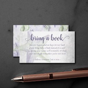 Coastal Chic Purple Green Starfish Bring a Book Enclosure Card
