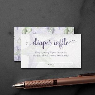 Coastal Chic   Purple Green Starfish Diaper Raffle Enclosure Card