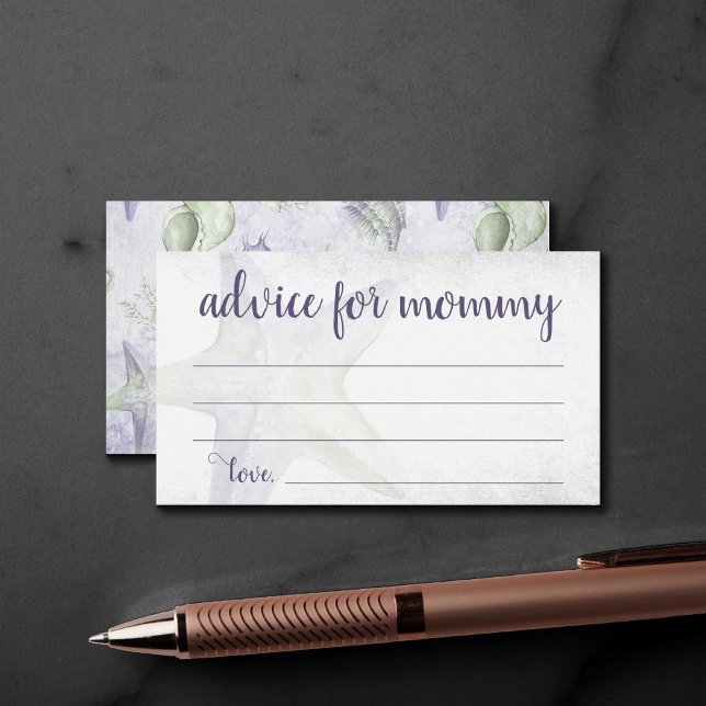 Coastal Chic | Purple Green Starfish Shower Advice Enclosure Card (Creator Uploaded)