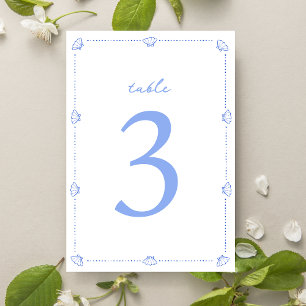 Coastal Chic Shell Border Elegant Blue Wedding Table Number