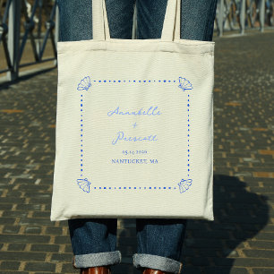Coastal Chic Shell Border Personalised Wedding Tote Bag