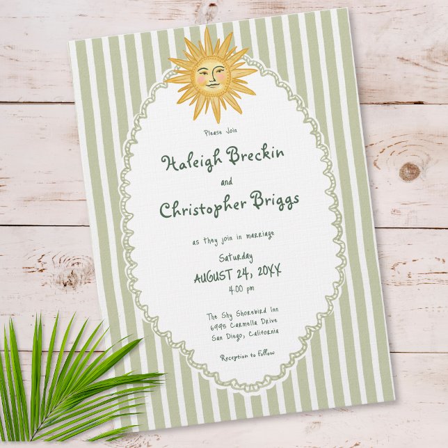 Coastal Chic Sun Palm Tree Wedding Invitation (Coastal Chic Sun Palm Tree Wedding Invitation)