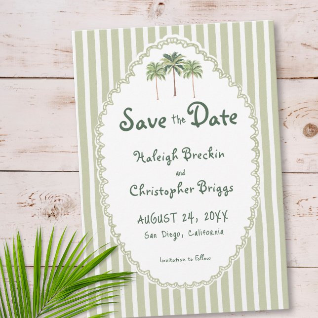 Coastal Chic Sun Palm Tree Wedding Save The Date (Coastal Chic Sun Palm Tree Wedding Save The Date)