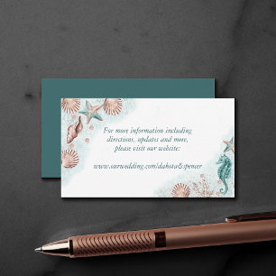 Coastal Chic   Teal and Coral Reef Wedding Website Enclosure Card