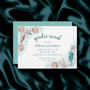 Coastal Chic   Teal and Coral Terra Cotta Shower Invitation