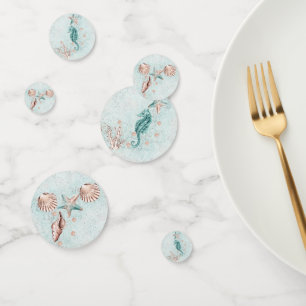 Coastal Chic Teal Green and Coral Reef Party Confetti
