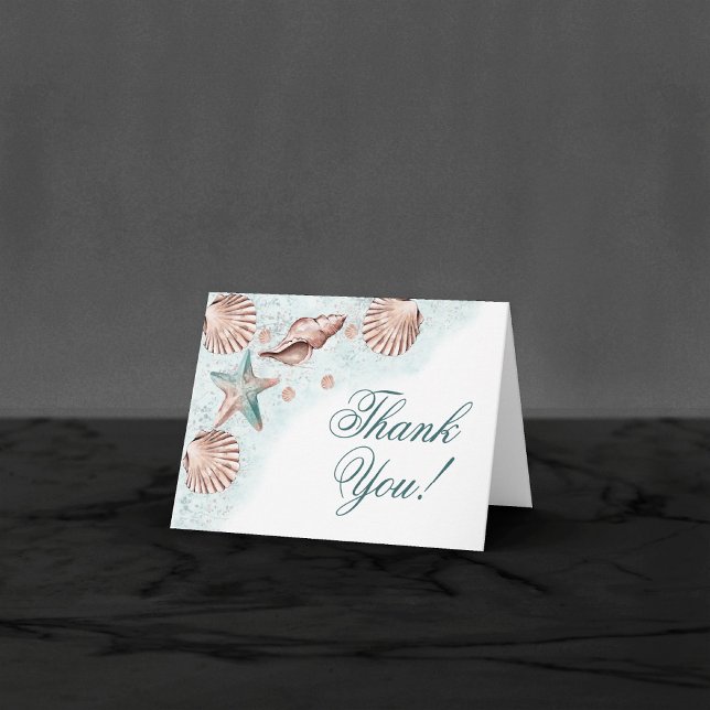 Coastal Chic | Teal Green and Coral Reef Party Thank You Card (Creator Uploaded)