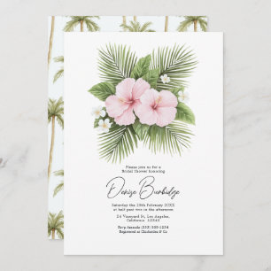 Coastal Chic Tropical Floral Bridal Shower Invitation