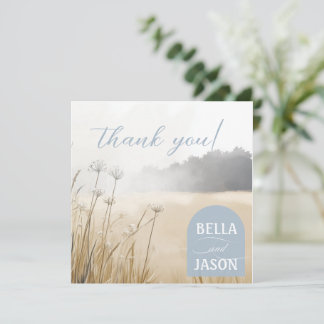Coastal Chic Wedding Thank You with Photo Card