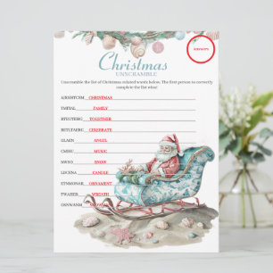 Coastal Chinoiserie Christmas Unscramble Answers Holiday Card