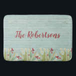 Coastal Christmas Beach Bath Mat<br><div class="desc">A beach themed bath mat for your coastal Christmas decor. Personalise it with your family name. Designed by Blackberry Boulevard</div>