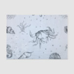 Coastal Christmas Beach Sea Creatures Blue Tissue Paper<br><div class="desc">This tissue paper boasts a coastal-inspired design, perfect for those who adore the beach and ocean. Decorated with seashells, jellyfish, starfish, and crabs against a calming light blue backdrop, it adds a touch of coastal charm to your gift wrapping or crafting. For a personal touch, consider customizing it with a...</div>