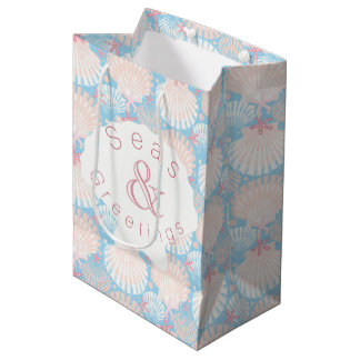 Coastal Christmas Blue Medium Gift Bag