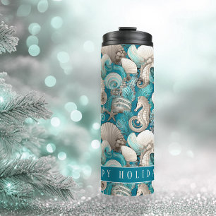 Coastal Christmas Bold Seahorse Pattern#4 ID1009 Thermal Tumbler