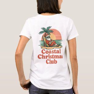 Coastal Christmas Club Print Relaxed Beach Santa T-Shirt