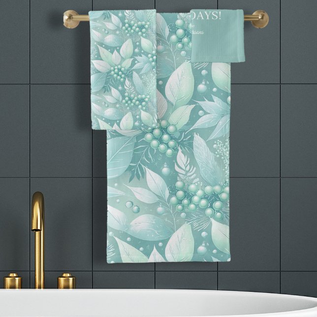 Coastal Christmas Foliage Berries Pattern#7 ID1009 Bath Towel Set (Creator Uploaded)