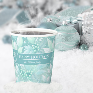 Coastal Christmas Foliage Berries Pattern#7 ID1009 Paper Cups