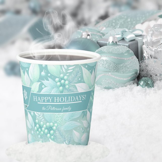 Coastal Christmas Foliage Berries Pattern#7 ID1009 Paper Cups (Creator Uploaded)