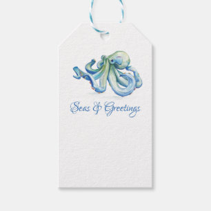 Coastal Christmas Gift Tag Octopus