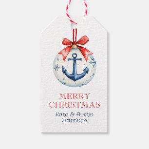 Coastal Christmas Nautical Anchor Ornament Gift Tags