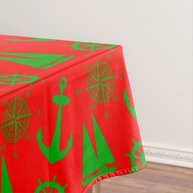 Coastal Christmas Nautical Pattern Tablecloth (In Situ)