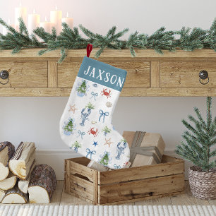 Coastal Christmas Nautical Personalised Small Christmas Stocking