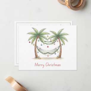 Coastal Christmas Palm Trees With Hammock Card