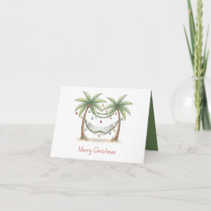 Coastal Christmas Palm Trees With Hammock Card